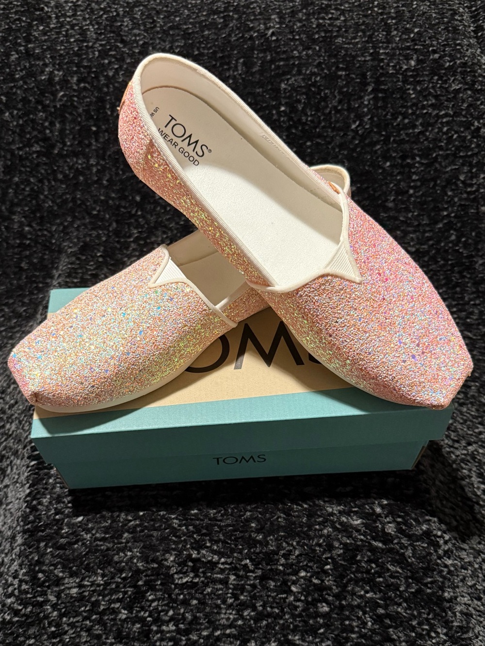 NEW TOMS Women's Blanco Chunky Glitter Alpargatas